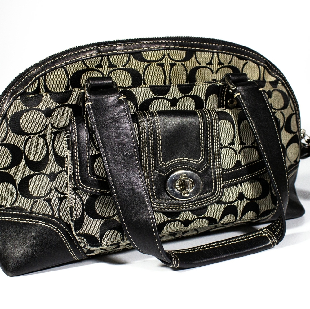 COACH HAMPTON SIGNATURE ZIP SATCHEL BAG F13977